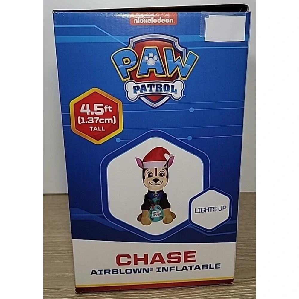 Gemmy 4.5' Airblown Paw Patrol Christmas Chase w‎ Santa Paws Sack Lights up NIB